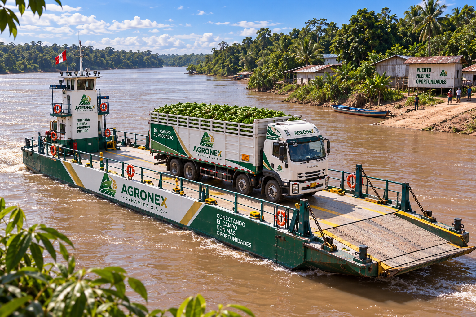 Camión AGRONEX sobre ferry en operación